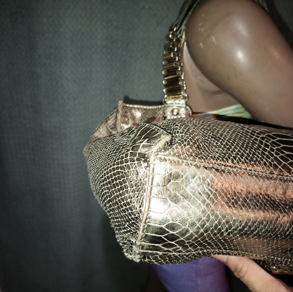 Ted Baker Snake Print Leather Limited Edition Golden Tote Bag. - Picture 10 of 16